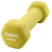 Гантель "TORRES 0,5 кг" арт.PL550105, металл в неопреновой оболочке, форма шестигранник, желтый