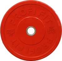 Диск для штанги каучуковый, цветной D51 мм PROFI-FIT 25 кг