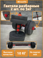 DBZ-10 Гантельный набор разборный 2х5кг (пластик/цемент) 10кг с проставкой  (E36827)