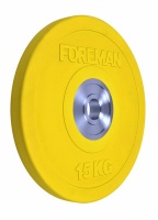 Диск олимпийский бампированный обрезиненный FOREMAN BUMPER Plate, 15 кг